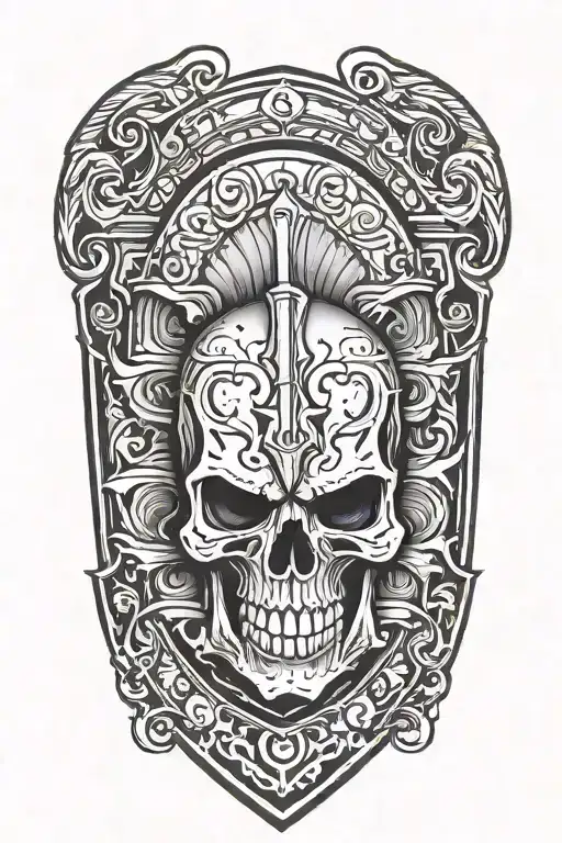 Skull Under A Spartan Shield