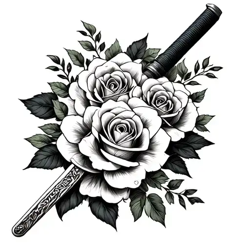 Katana With Roses Wrapped