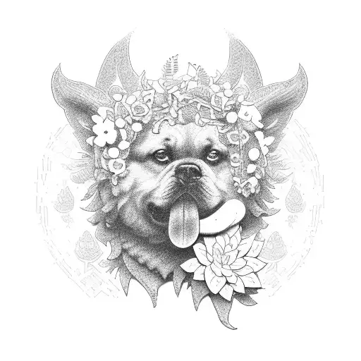 A Pixelated Gaming Character Surrounded By A Wreath Of Flowers And Animals