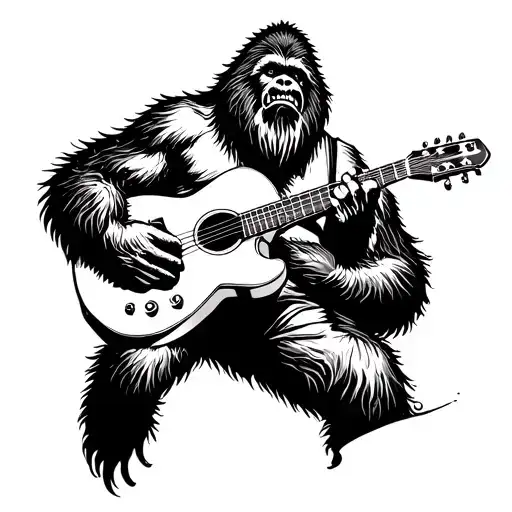 Bigfoot Playing Guitar