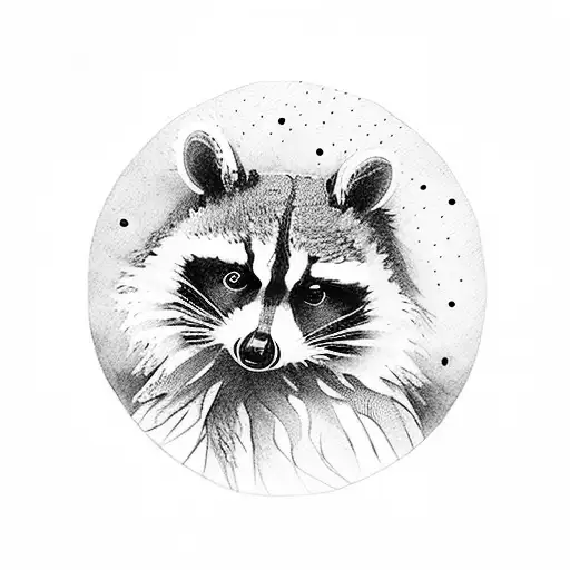 Raccoon And An Owl On A Tree