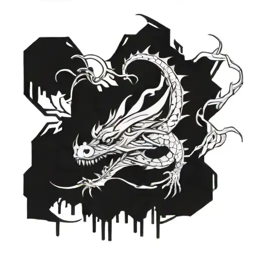 A Futuristic Japanese Dragon Blending Traditional And Cyberpunk Elements