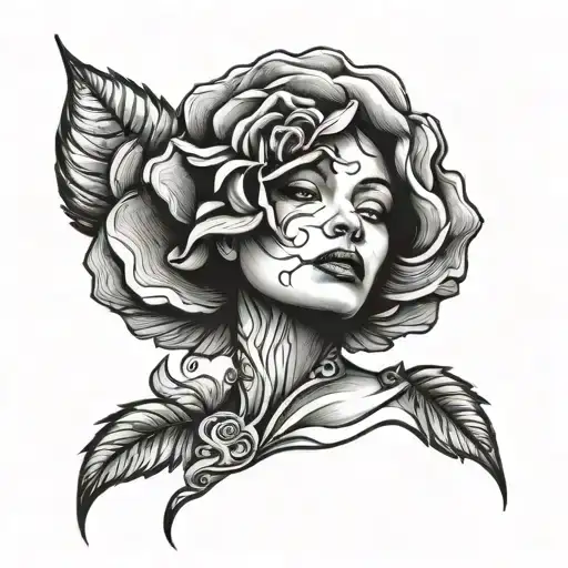 Woman's Face Morphing Rose Growing