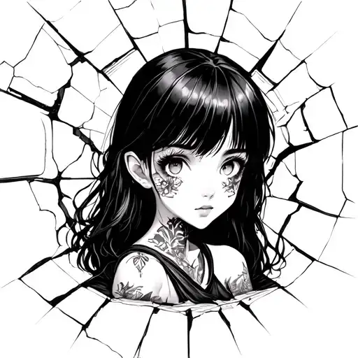 Anime Girl With Broken Sandglass