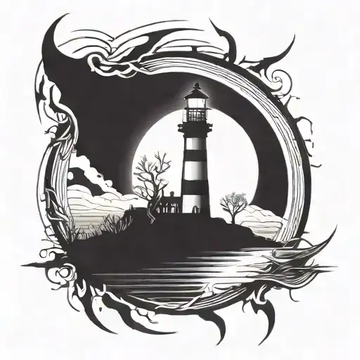 Dark Spook Erie Creepy Lighthouse Spikes Simple