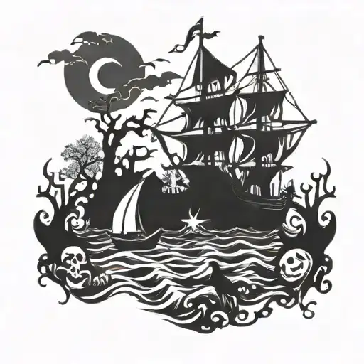 Nautical Spooky Halloween Scene