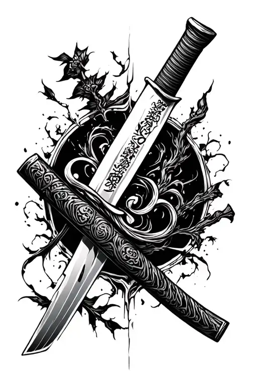 Katana Broken Into Piecec