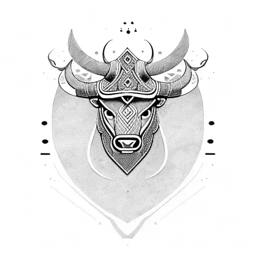 Viking-inspired Bull With Geometric Patterns