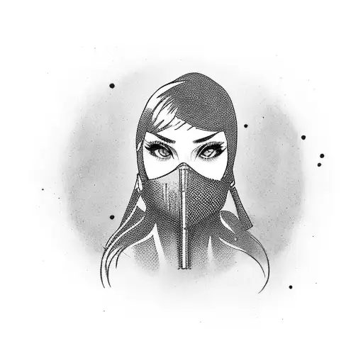 A Girl In A Balaclava With Gun
