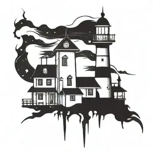 Dark Spook Erie Creepy Lighthouse Spikes Simple