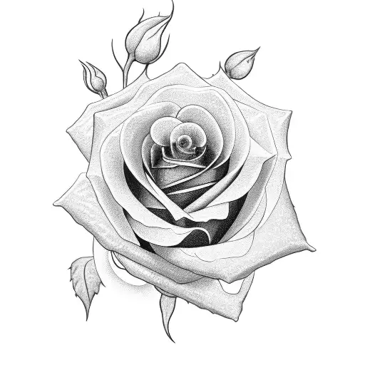 Rose Tattoo With The Name Deynique Written In The Stem