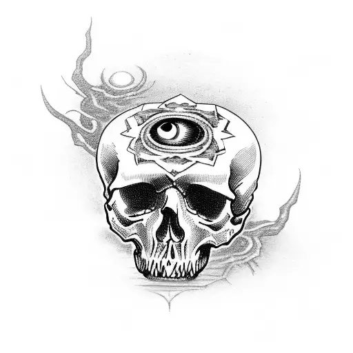 Gothic Horror-inspired Skull With A Mysterious Eye In The Center