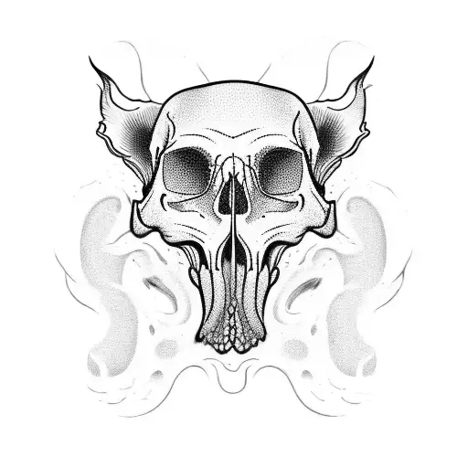 Half Dog Skull And Half Human Skull