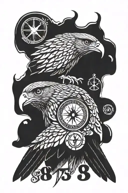 Hawk Head With 1973 Inscription And Small Compass