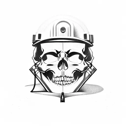 Electrician Tattoo Skull With Hard Hat