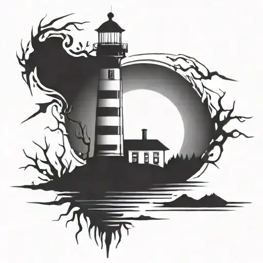 Dark Spook Erie Creepy Lighthouse Spikes Simple