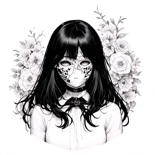 Anime Girl With A Broken Porcelain Mask
