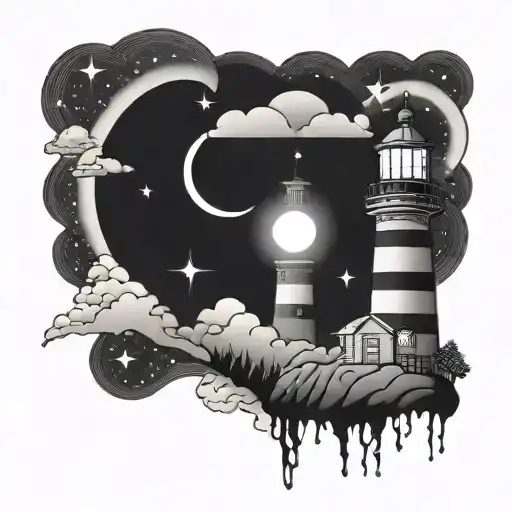 Cosmic Colorful Night Sky Lighthouse