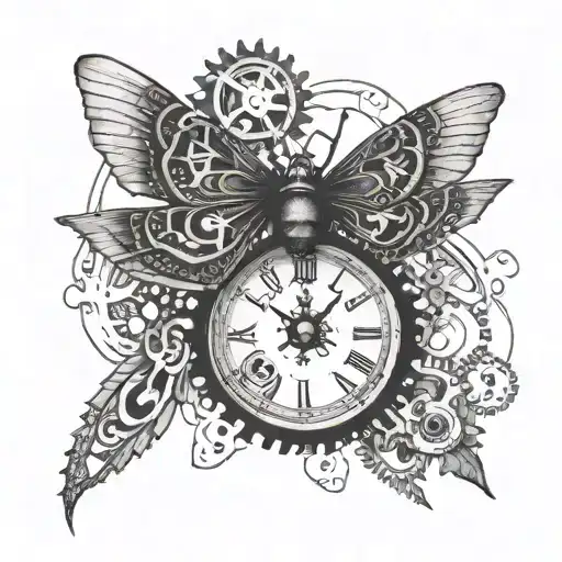 Moth And A Clock Gears Forming