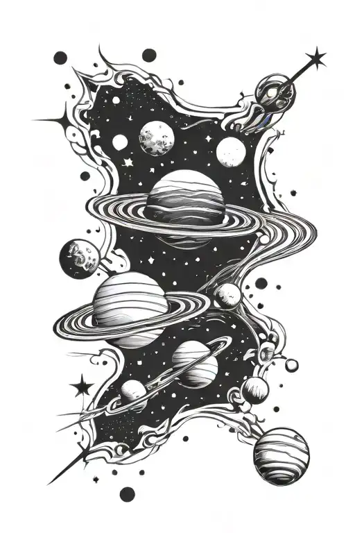 Galaxy Filled With Planets And Stars