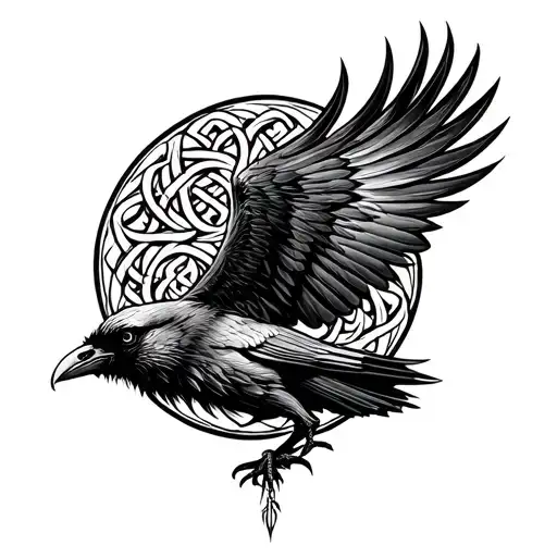 Celtic Crow Flying