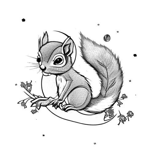 Moon And Squirrel In A Playful Embrace