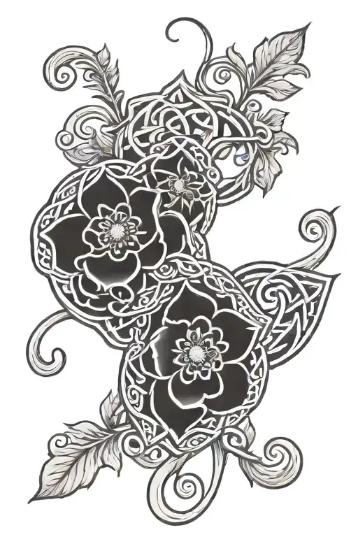 A Celtic Knot Design Incorporating Elements Of Scottish History And Wildflowers