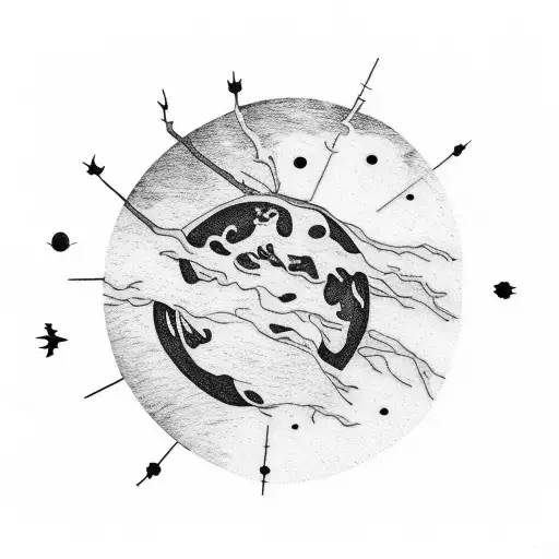 Astronaut In The Moon Seating In A Tree Branch Looking At The Sun And Earth