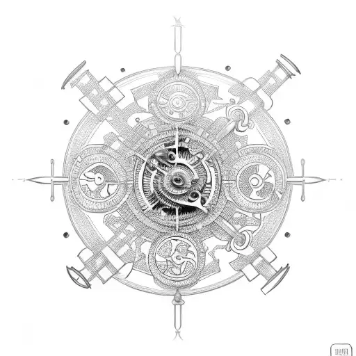 An Intricate Clockwork Mechanism Surrounded By Musical Notes And Gaming Symbols