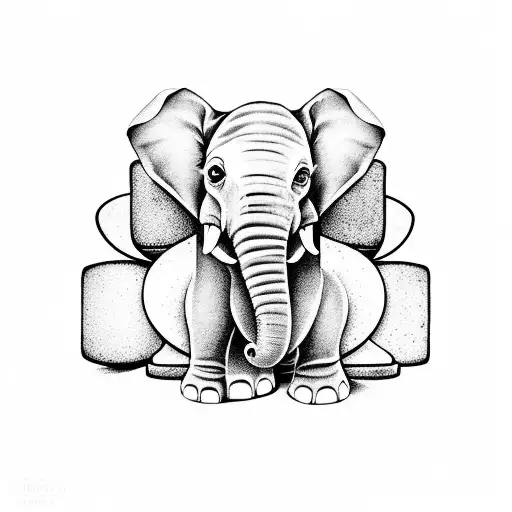 A Whimsical Illustration Of A Baby Elephant Playing With A Stack Of Colorful Blocks