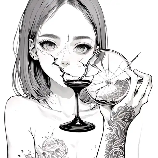 Anime Girl With Broken Sandglass