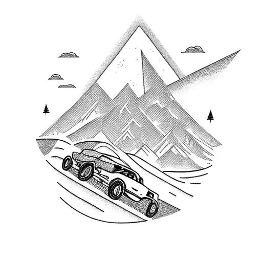 A Movie Projector Projecting A Scene Of A Road Trip Onto A Mountain