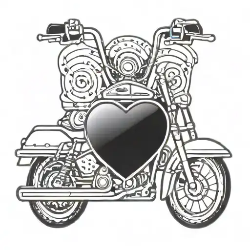 A Harley Davidson Motorcycle In A Black Outline Heart