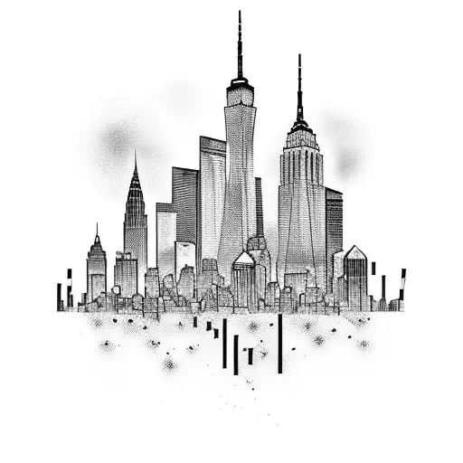 A Graffiti-style Mural Of The New York Skyline With Musical Instruments Hidden Within