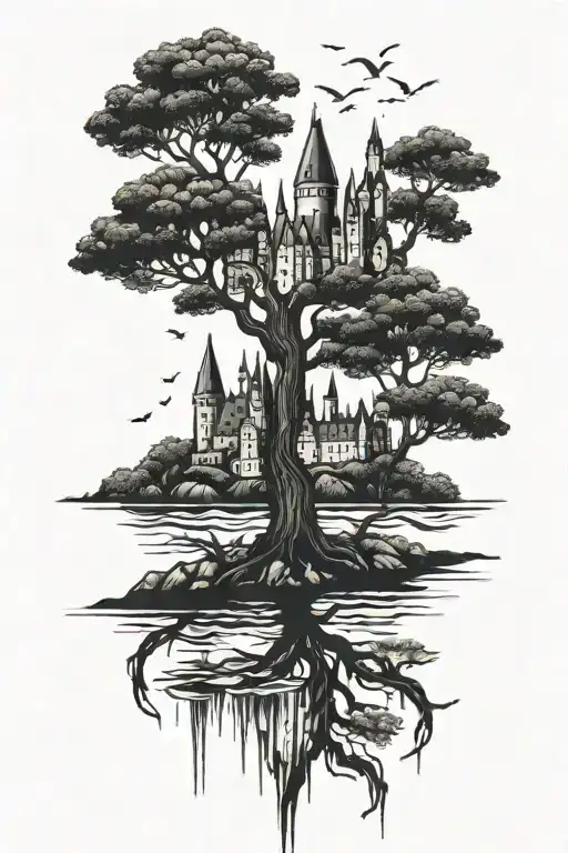 Hogwarts Trees Water Scenery Pretty