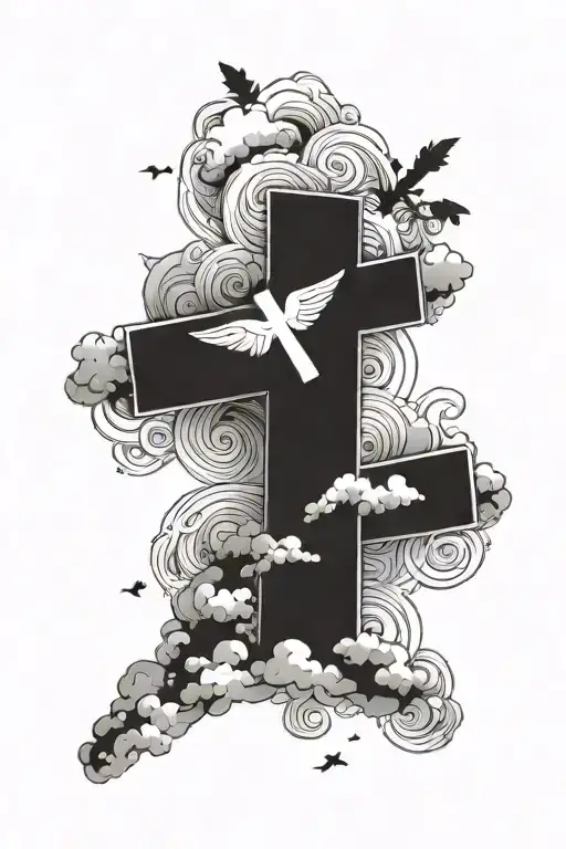Cross With Clouds And Space With Bible Verse