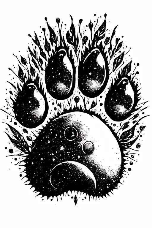 Paw Print Surrouunded By Space
