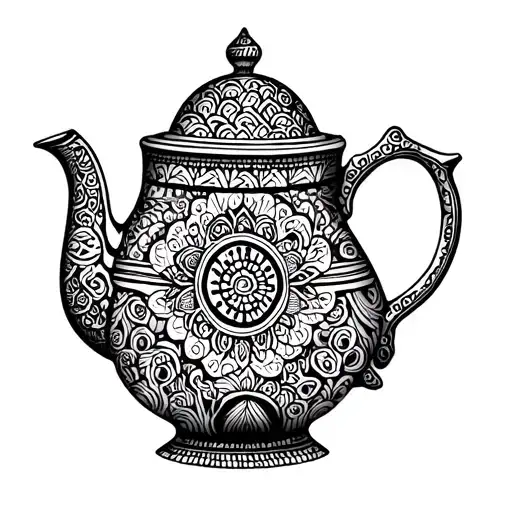 A Teapot With Intricate Patterns Inspired By Different Countries The Client Has Traveled To