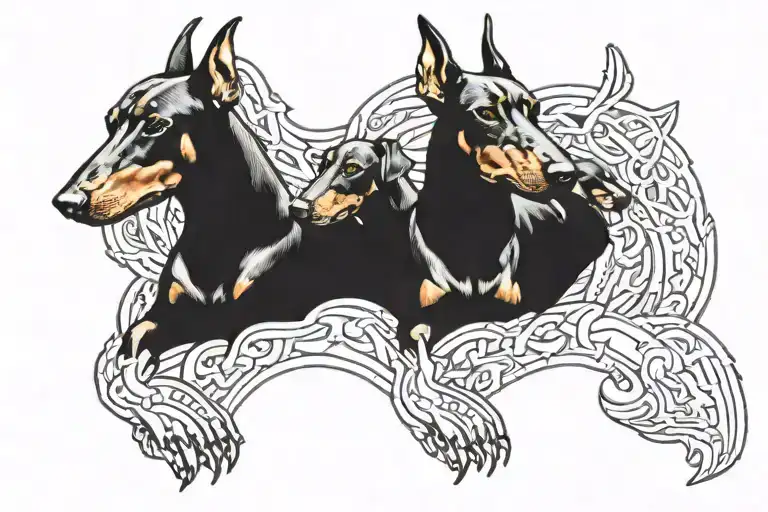Three Headed Doberman Dog