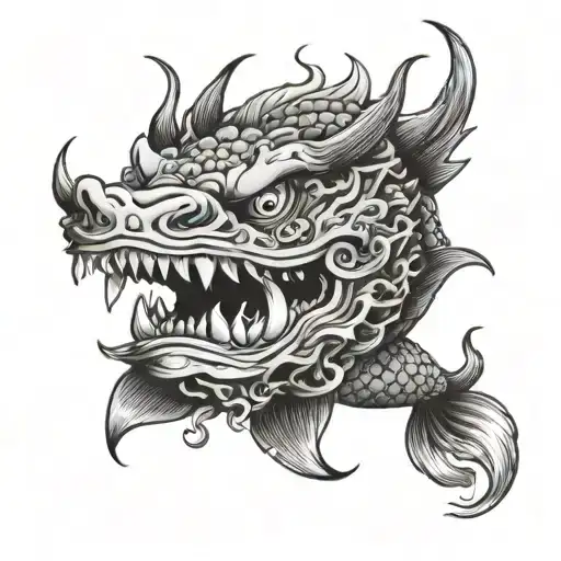 Japanese Oni Mask Koi Fish Dragon