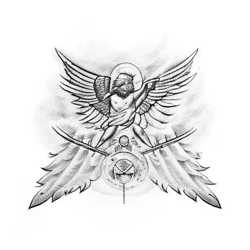 A Blackwork Tattoo Of The Fall Of Icarus With Feathers And Melting Wax On Your Forearm