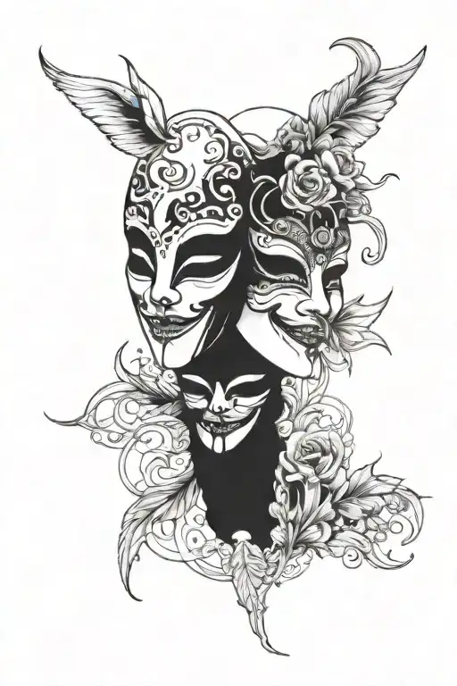 Make Me A Drama Mask Tattoo But The Laugh Now Cry Later Make It Alittle Scary