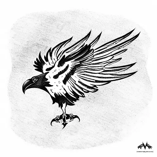 Flying Raven With Teiwaz Rune