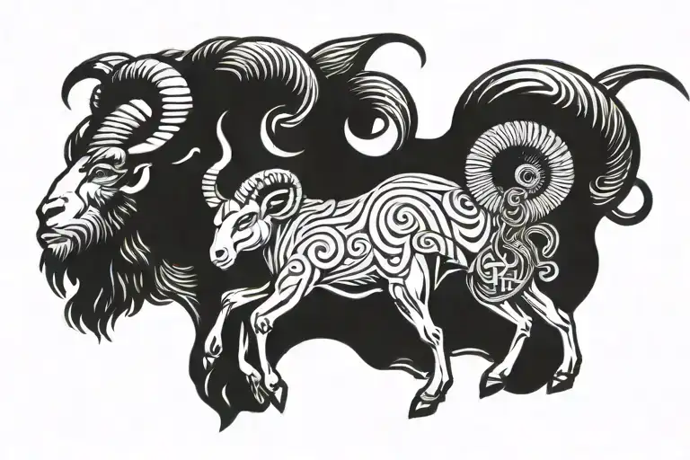 Aries Zodiac Back Tattoo For Men