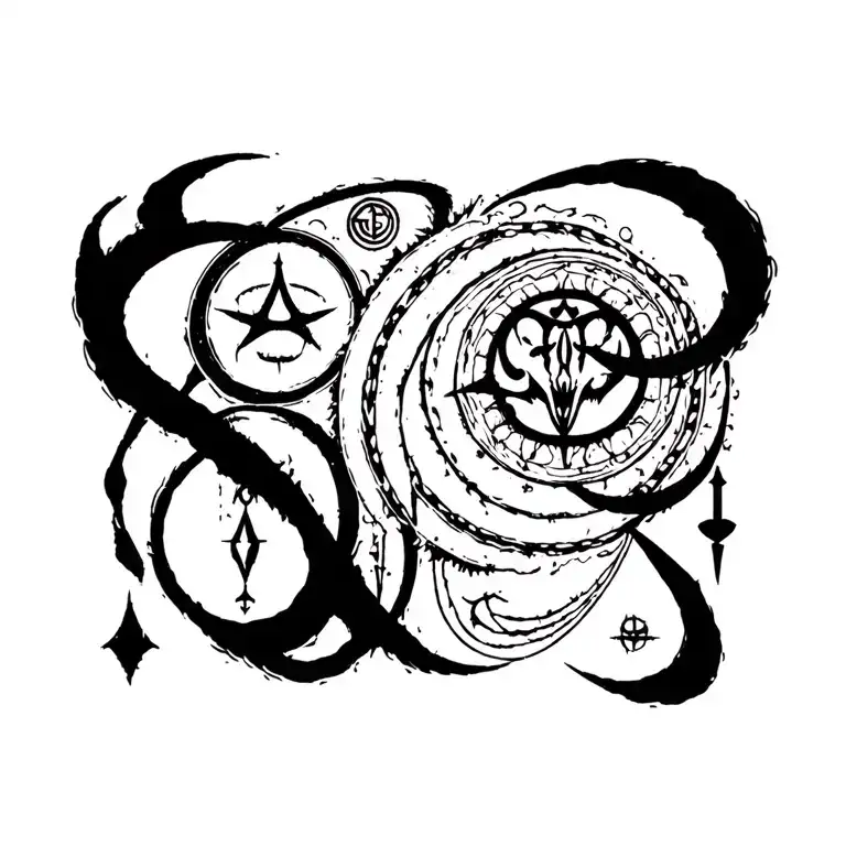 Satanic Markings Circular Tattoo Design Featuring Symbols And Circles
