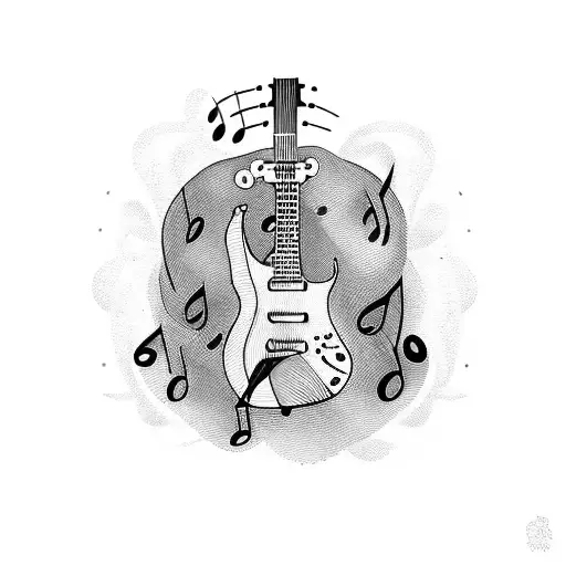 Guitar With Music Notes A Lamb Brand