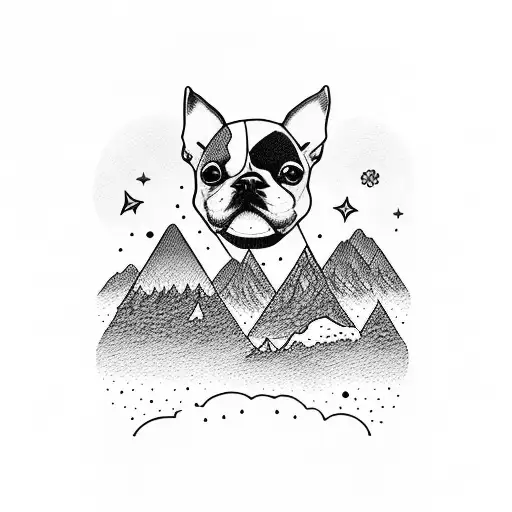 Girl Mountain's Clear Sky And Dog