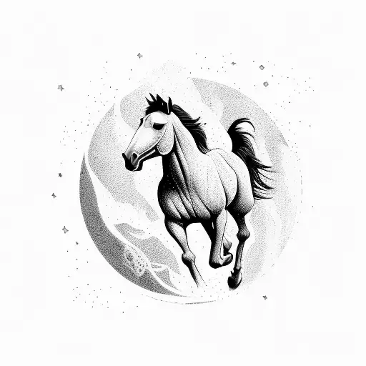A Majestic Horse Galloping Through A Cosmic Landscape