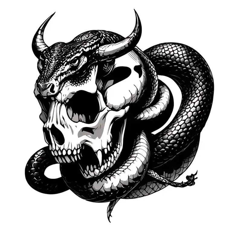 Toro Teschio With A Snake