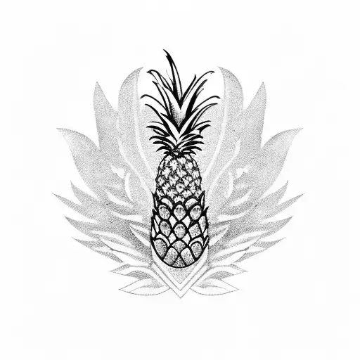 Downward Angel Wings With Hidden Pineapple In Feathers